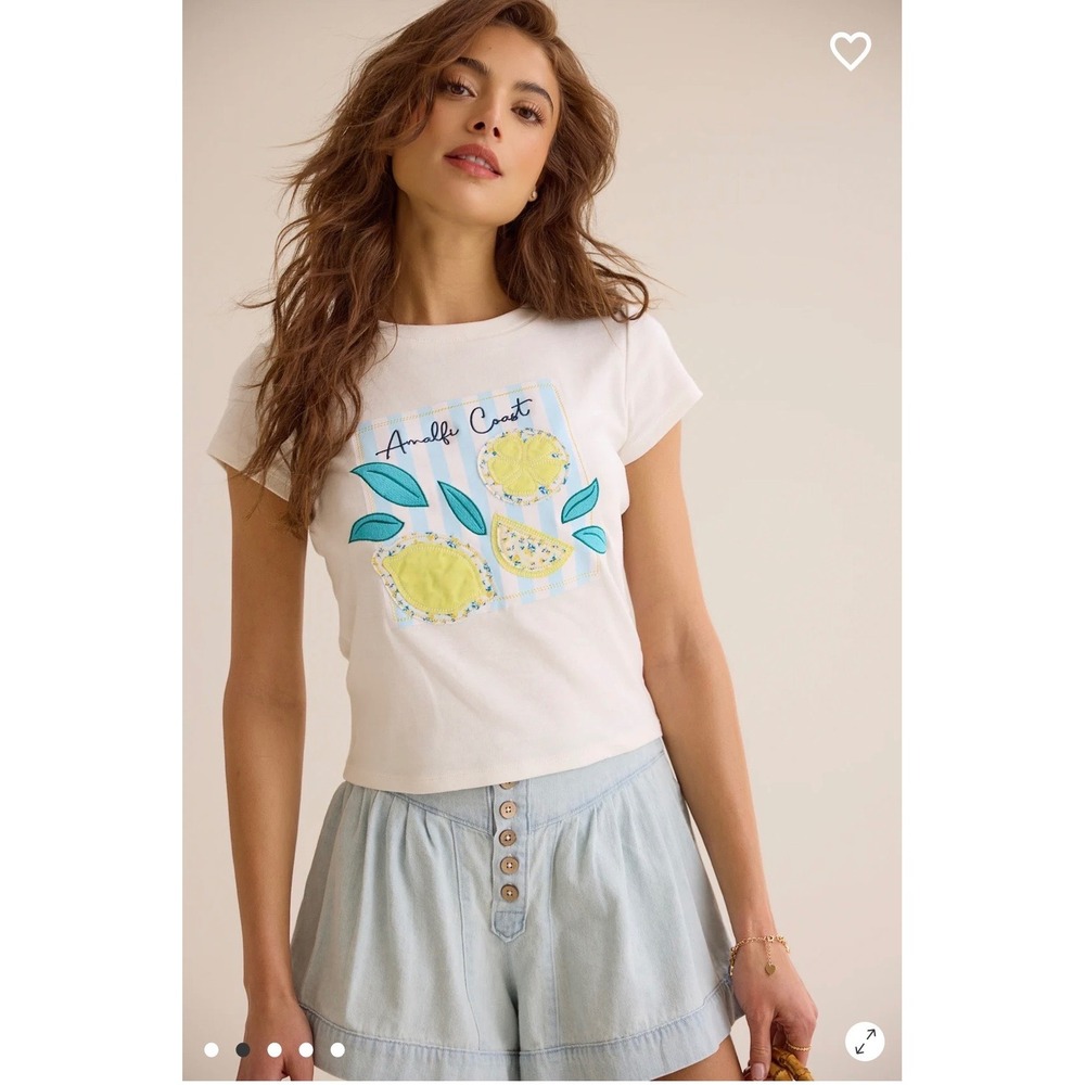 Altar'd State Amalfi Coast Lemon Graphic Tee White Cotton Top Size‎ 3XL